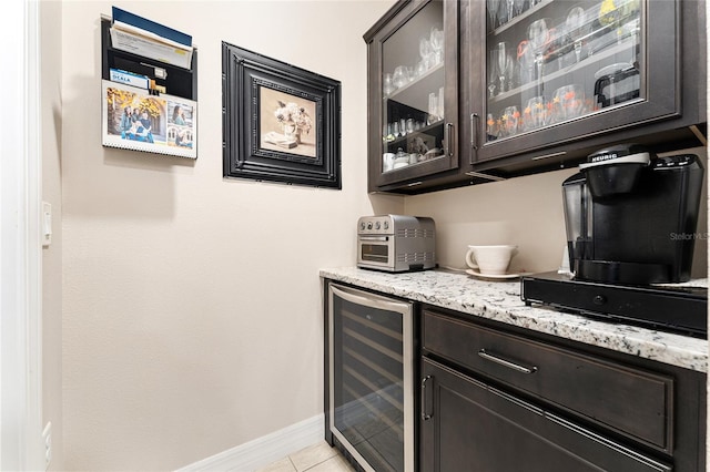 9634 SW 67th St, Ocala, FL 34481 - bar featuring wine cooler and light tile patterned flooring