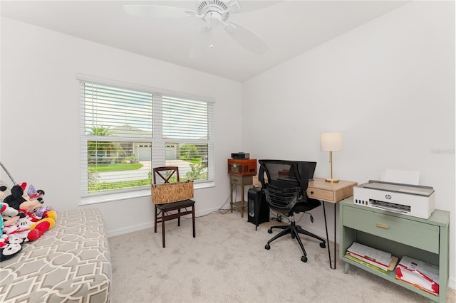 4416 Homan Loop, The Villages, FL 32163 - office area with plenty of natural light, light carpet, and a ceiling fan