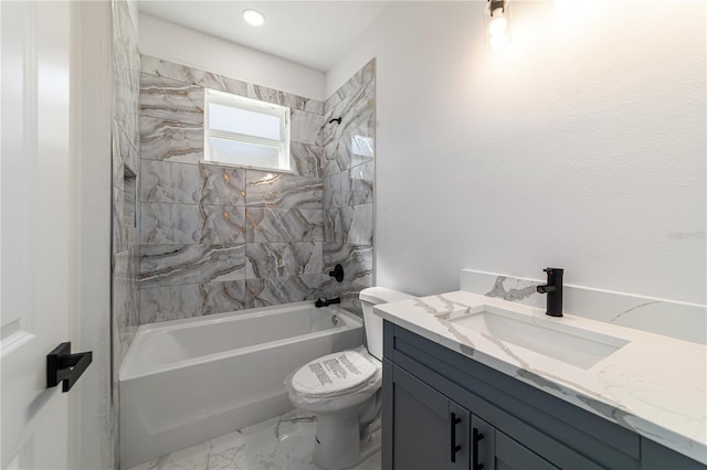 13741 SW 81st Cir, Ocala, FL 34473 - full bathroom with vanity, bathtub / shower combination, and marble look tile flooring