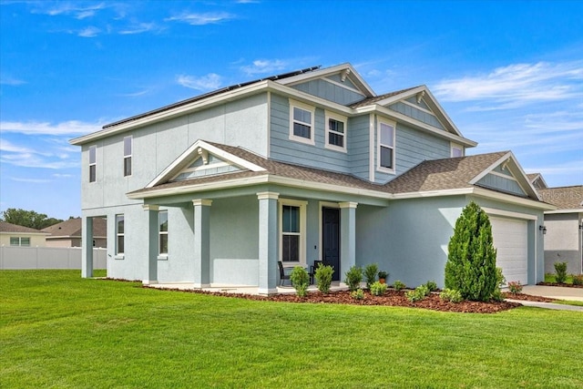 7695 SW 64th Street Rd, Ocala, FL 34474 - view of front of property featuring a garage, a porch, stucco siding, and a shingled roof