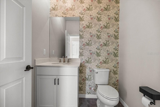 7695 SW 64th Street Rd, Ocala, FL 34474 - half bathroom featuring wallpapered walls and vanity