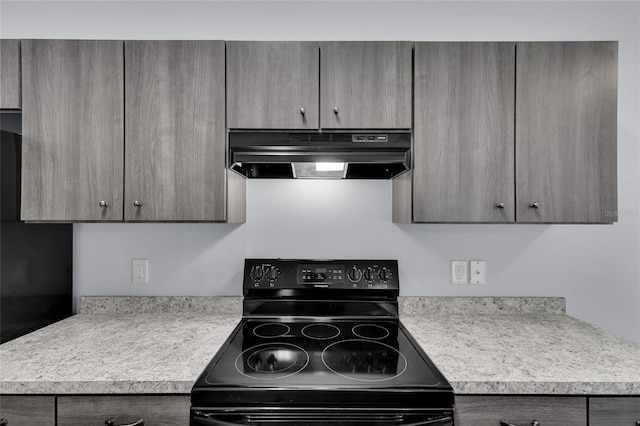 4501 SW 159th Street Rd, Ocala, FL 34473 - kitchen with electric range, under cabinet range hood, and light countertops