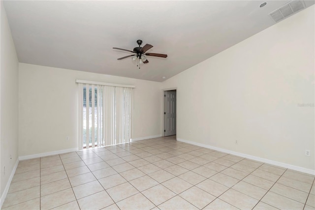 15711 SW 52nd Avenue Rd, Ocala, FL 34473 - spare room with ceiling fan, lofted ceiling, and light tile patterned floors