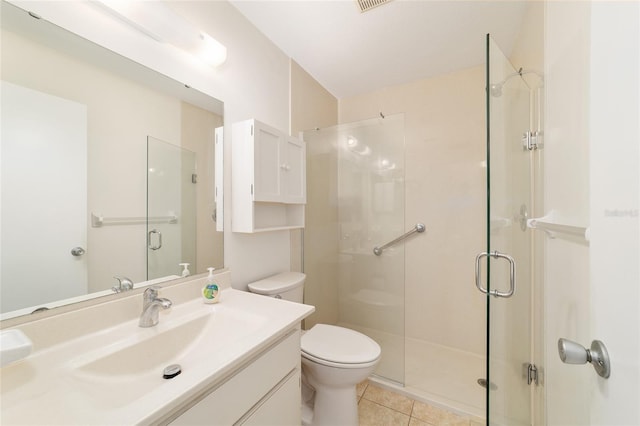 8881 SW 94th St Unit E, Ocala, FL 34481 - bathroom with a shower stall, vanity, and tile patterned floors