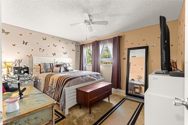 8850 SW 97th St Unit C, Ocala, FL 34481 - carpeted bedroom featuring a textured ceiling and ceiling fan