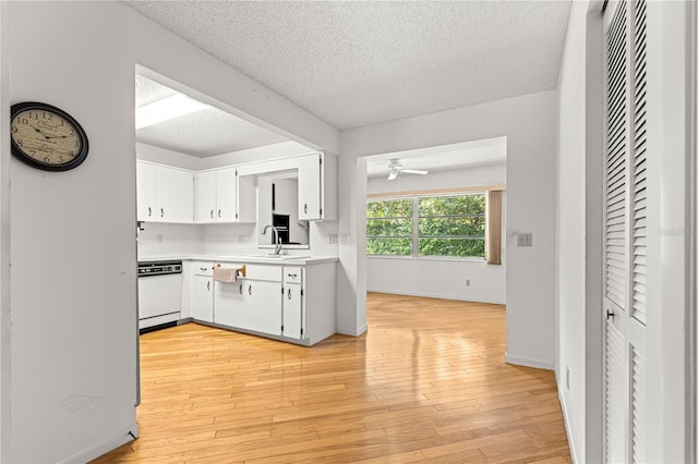 8850 SW 97th St Unit C, Ocala, FL 34481 - kitchen with dishwasher, light countertops, a ceiling fan, a textured ceiling, and white cabinets