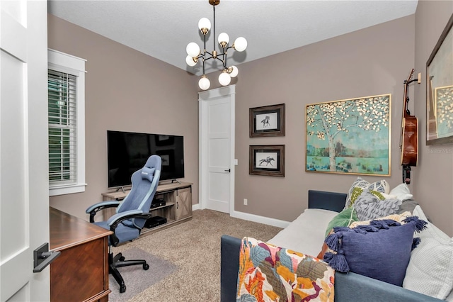 3196 W Mustang Blvd, Beverly Hills, FL 34465 - office area with carpet floors and a chandelier