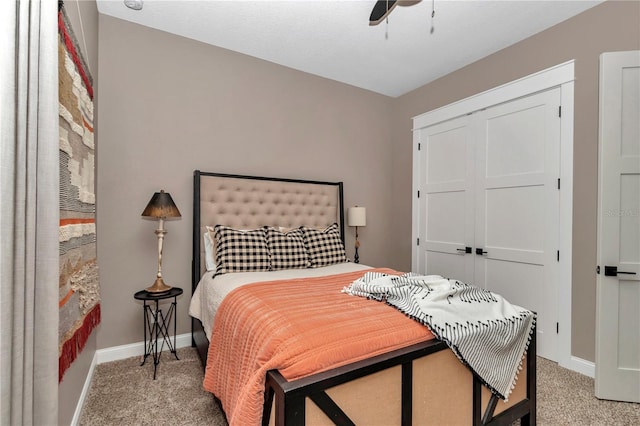 3196 W Mustang Blvd, Beverly Hills, FL 34465 - bedroom featuring light carpet, a closet, and ceiling fan