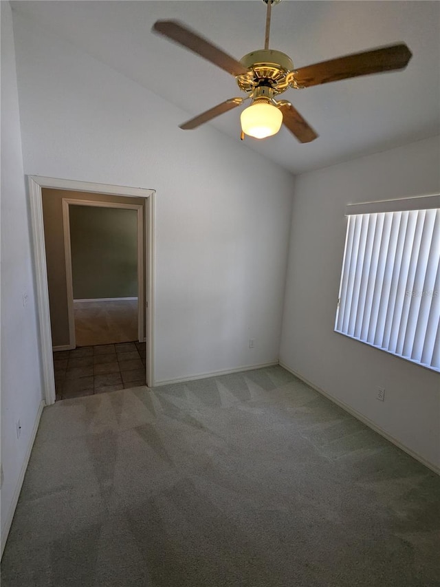 3650 SE 55th Ct, Ocala, FL 34480 - empty room featuring lofted ceiling, carpet, and a ceiling fan