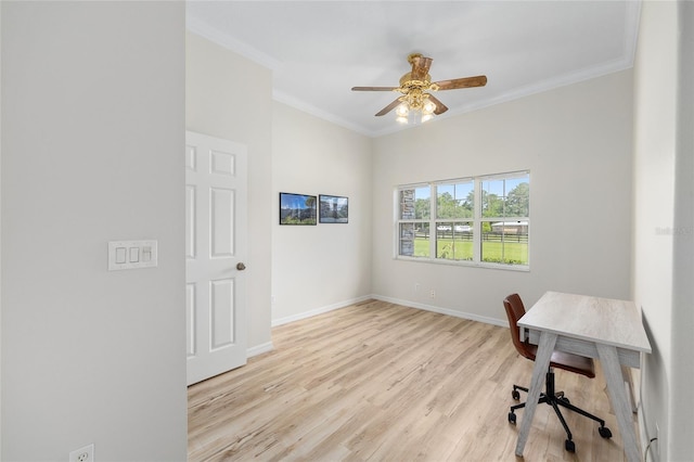 7220 NW 83rd Ter, Ocala, FL 34482 - office with crown molding, wood finished floors, and ceiling fan