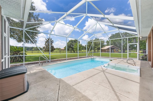 7220 NW 83rd Ter, Ocala, FL 34482 - view of swimming pool featuring a patio area, a yard, and glass enclosure