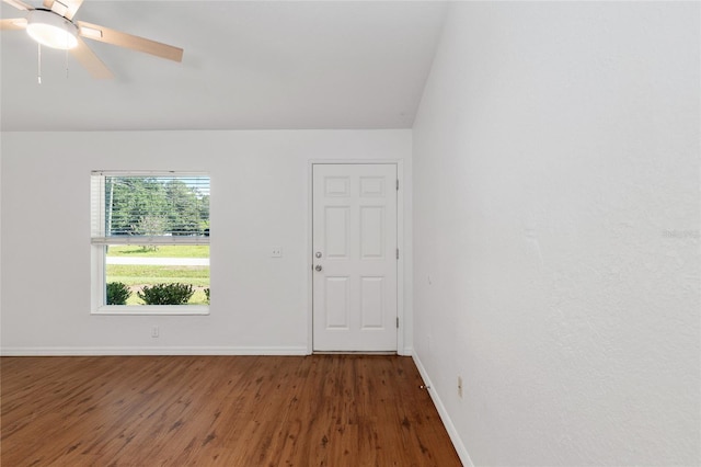5740 NW 61st St, Ocala, FL 34482 - unfurnished room with wood finished floors, ceiling fan, and vaulted ceiling