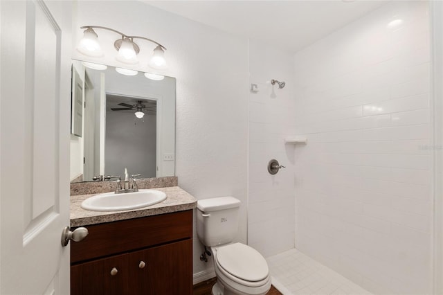 5740 NW 61st St, Ocala, FL 34482 - bathroom featuring vanity, a tile shower, and ceiling fan