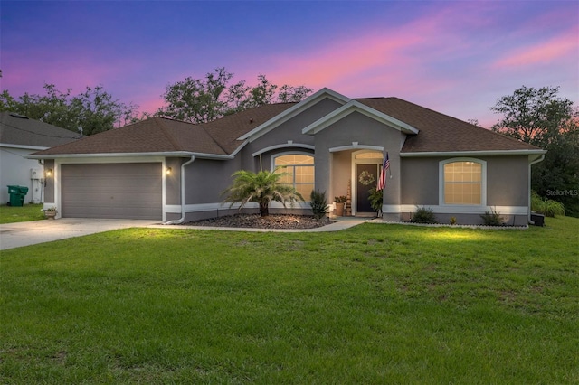 6362 N Walter Ter, Citrus Springs, FL 34434 - single story home featuring an attached garage, stucco siding, driveway, a lawn, and roof with shingles