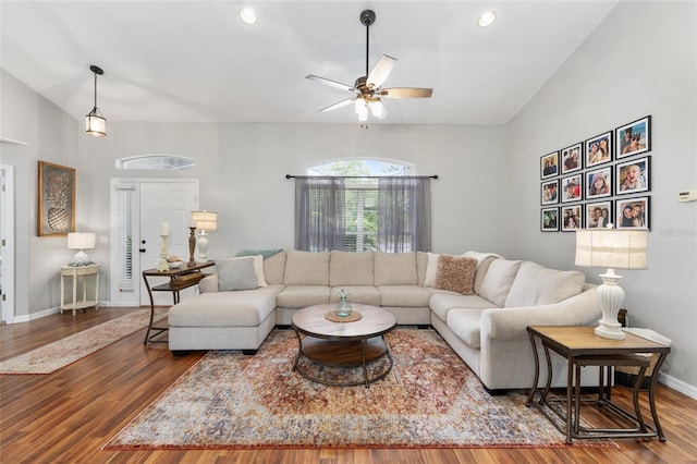 6362 N Walter Ter, Citrus Springs, FL 34434 - living area with a ceiling fan, wood finished floors, and recessed lighting
