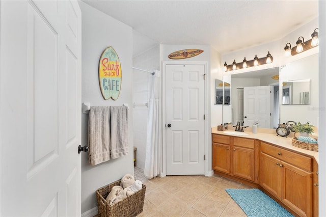 6362 N Walter Ter, Citrus Springs, FL 34434 - full bathroom with vanity, tile patterned floors, and a shower with curtain