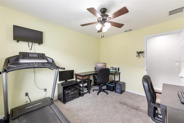 6362 N Walter Ter, Citrus Springs, FL 34434 - carpeted home office with a ceiling fan and baseboards