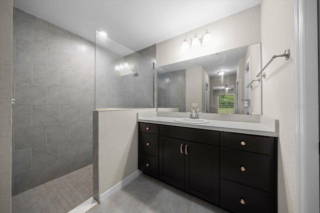 13479 SW 100th Ln, Dunnellon, FL 34432 - bathroom with walk in shower, tile patterned floors, and vanity