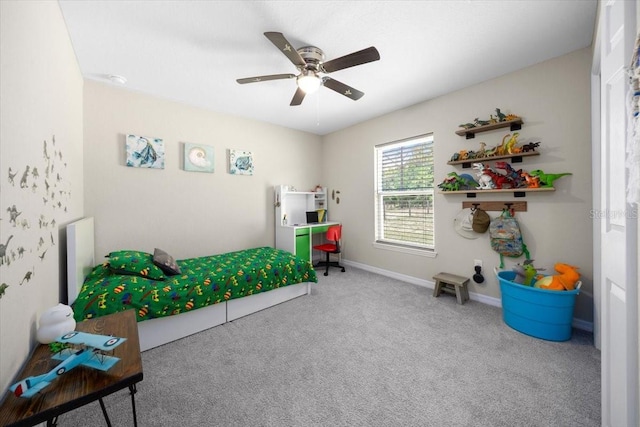 13479 SW 100th Ln, Dunnellon, FL 34432 - carpeted bedroom featuring a ceiling fan and baseboards