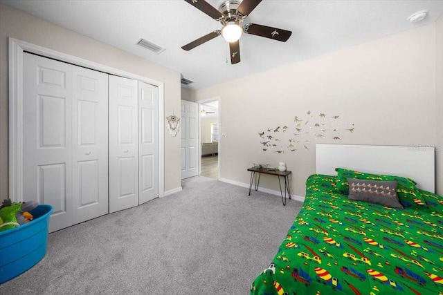 13479 SW 100th Ln, Dunnellon, FL 34432 - carpeted bedroom with ceiling fan and a closet