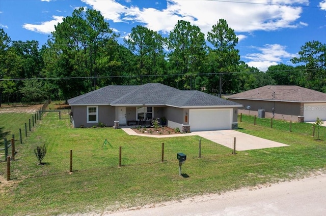 13479 SW 100th Ln, Dunnellon, FL 34432 - ranch-style house with a garage, concrete driveway, stucco siding, and covered porch