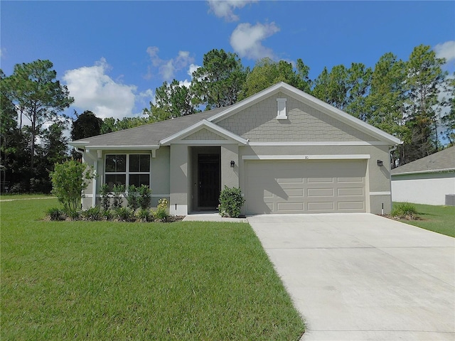 80 Hickory Course Loop, Ocala, FL 34472 - ranch-style house with a front lawn, a garage, concrete driveway, and stucco siding