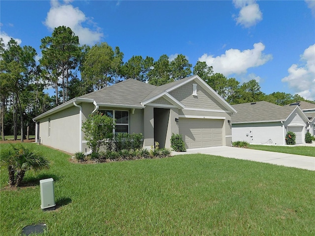 80 Hickory Course Loop, Ocala, FL 34472 - view of front of property featuring an attached garage, driveway, a front yard, and stucco siding