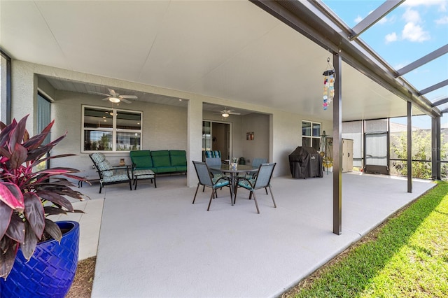 8913 SW 76th Ln, Ocala, FL 34481 - sunroom / solarium with ceiling fan and outdoor lounge area