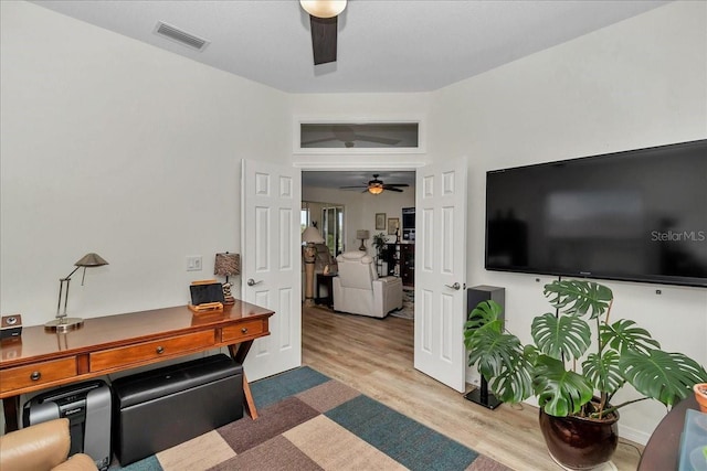 1443 SW 161st St, Ocala, FL 34473 - office space with ceiling fan and wood finished floors