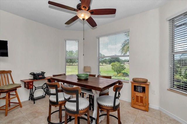 1443 SW 161st St, Ocala, FL 34473 - dining room featuring a ceiling fan, healthy amount of natural light, and light tile patterned floors