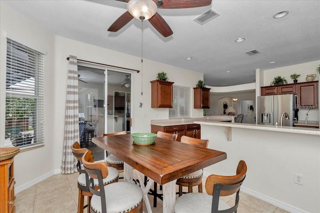 1443 SW 161st St, Ocala, FL 34473 - dining area featuring a ceiling fan, light tile patterned floors, and recessed lighting