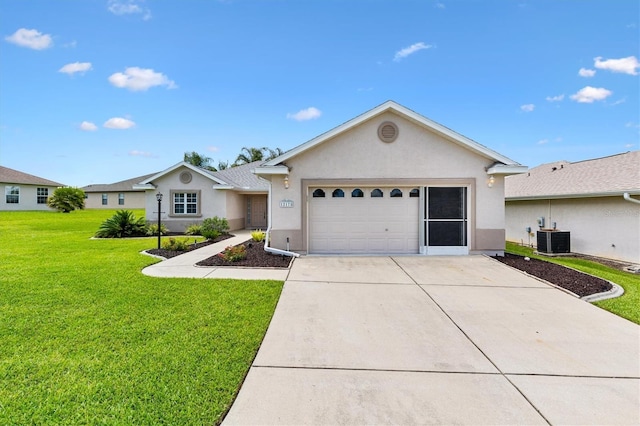 12178 SE 174th Pl, Summerfield, FL 34491 - ranch-style house with stucco siding, driveway, a front lawn, and an attached garage