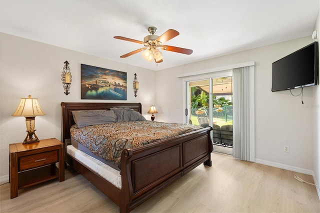 12178 SE 174th Pl, Summerfield, FL 34491 - bedroom featuring light wood-style floors, access to outside, and ceiling fan