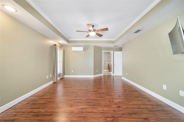 2908 SE 22nd Ave, Ocala, FL 34471 - empty room with a raised ceiling, ceiling fan, dark wood-type flooring, crown molding, and recessed lighting