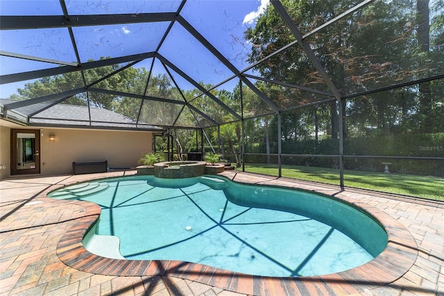 2908 SE 22nd Ave, Ocala, FL 34471 - view of pool with a patio, a pool with connected hot tub, and glass enclosure