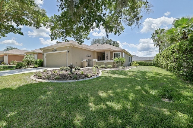 13170 SE 92nd Court Rd, Summerfield, FL 34491 - single story home featuring stucco siding, an attached garage, a front lawn, and concrete driveway