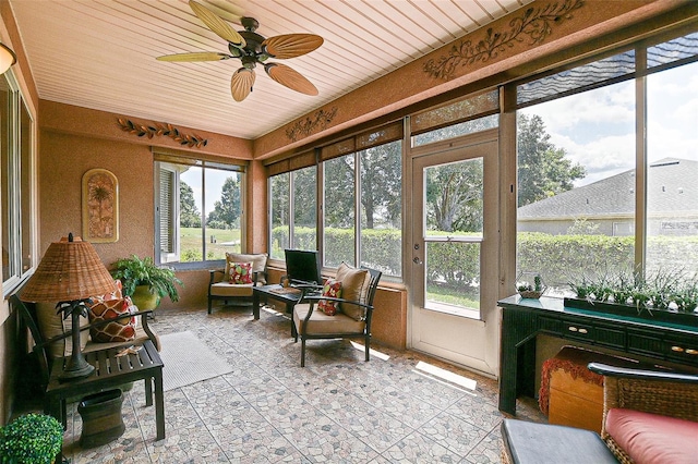 13170 SE 92nd Court Rd, Summerfield, FL 34491 - sunroom featuring wood ceiling and tile patterned floors