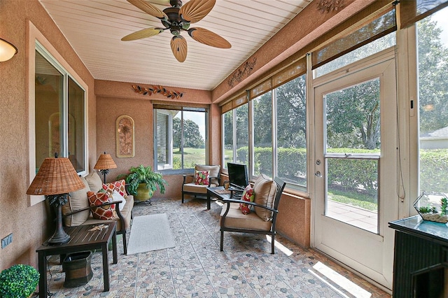 13170 SE 92nd Court Rd, Summerfield, FL 34491 - sunroom / solarium with plenty of natural light, a ceiling fan, and an outdoor hangout area