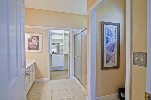 13170 SE 92nd Court Rd, Summerfield, FL 34491 - full bathroom with vanity, a shower stall, and tile patterned floors