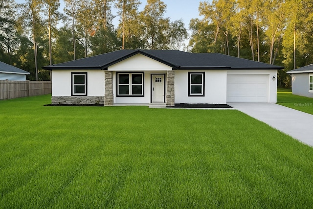 5 Laurel Pass Ln, Ocala, FL 34472 - view of front facade with stone siding, an attached garage, stucco siding, and concrete driveway