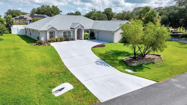 5459 SW 86th St, Ocala, FL 34476 - ranch-style house featuring an attached garage, concrete driveway, a front yard, and stucco siding