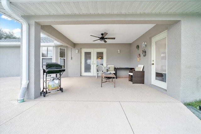 5459 SW 86th St, Ocala, FL 34476 - view of patio with french doors, ceiling fan, and area for grilling