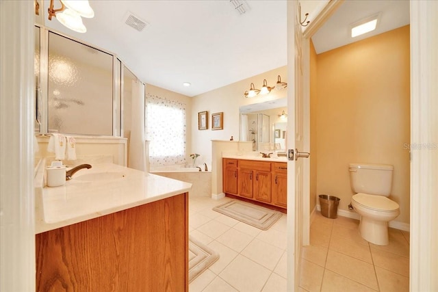 5459 SW 86th St, Ocala, FL 34476 - full bath featuring vanity, tile patterned floors, a garden tub, and a shower stall