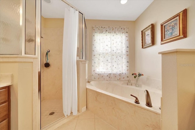 5459 SW 86th St, Ocala, FL 34476 - bathroom with a stall shower, a bath, vanity, and tile patterned flooring