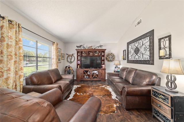 501 Marion Oaks Dr, Ocala, FL 34473 - living room with wood finished floors, vaulted ceiling, and a textured ceiling