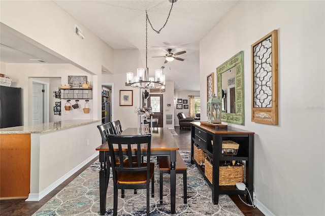 501 Marion Oaks Dr, Ocala, FL 34473 - dining area featuring ceiling fan, a chandelier, and wood finished floors
