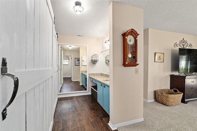 501 Marion Oaks Dr, Ocala, FL 34473 - bathroom featuring a textured ceiling, vanity, and wood finished floors