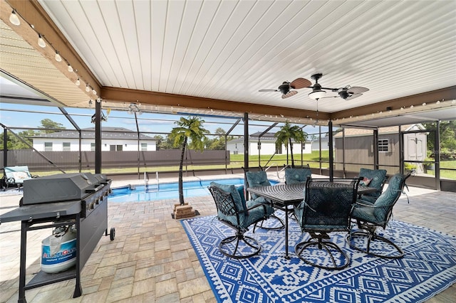 501 Marion Oaks Dr, Ocala, FL 34473 - view of patio / terrace with a lanai and a ceiling fan