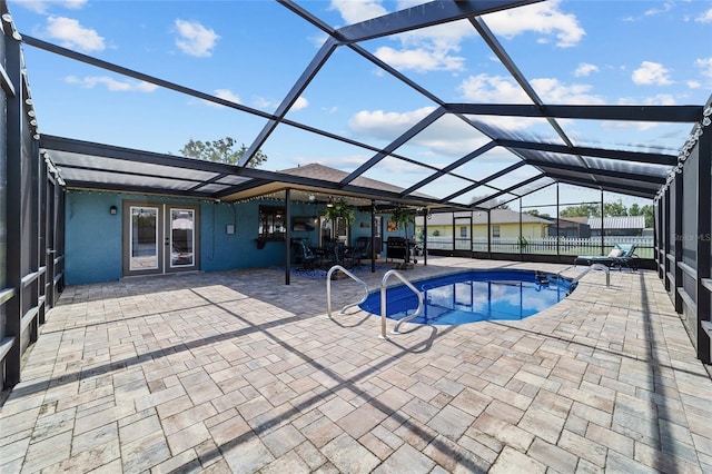 501 Marion Oaks Dr, Ocala, FL 34473 - view of swimming pool featuring a patio, glass enclosure, and french doors