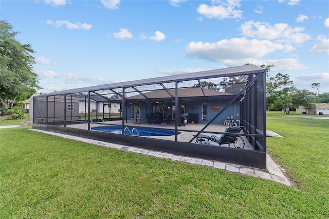 501 Marion Oaks Dr, Ocala, FL 34473 - back of house featuring a patio area, a yard, an outdoor pool, and a lanai